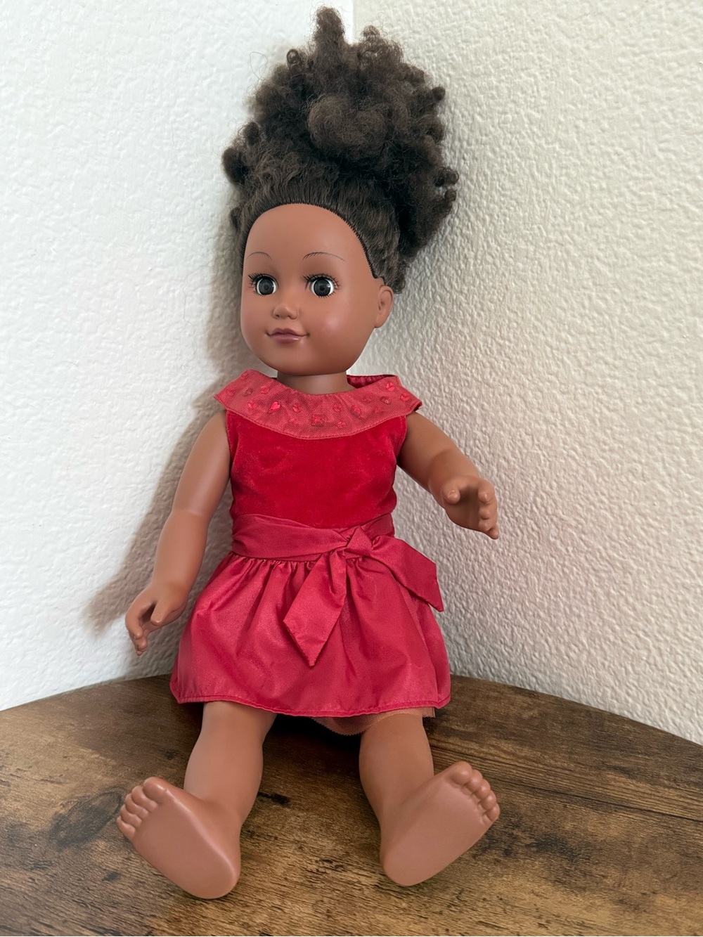 My Life As Black African American Doll Movable Brown Eyes Arms Curly Hair Bun